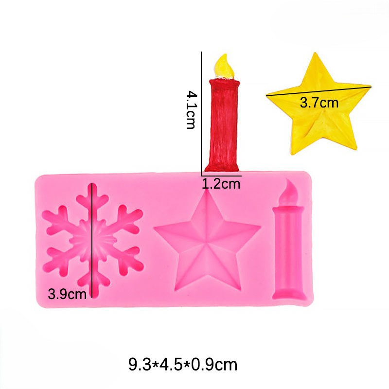 Молд новорічний сніжинка зірка свічка 93 на 45 мм рожевий Київ - фото 2