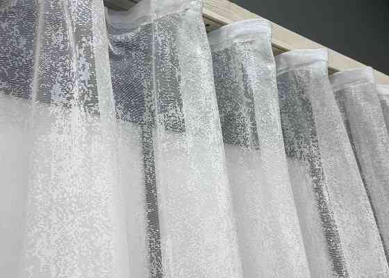 Короткий тюль жакард, висотою 2м, колір білий 1941т Київ