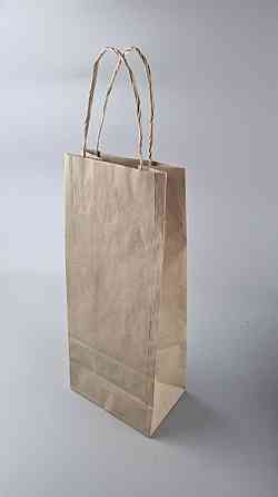 Пакет с ручками бумажный крафт бурий 150х100х360, 90г/м2 (25 шт) Харьков