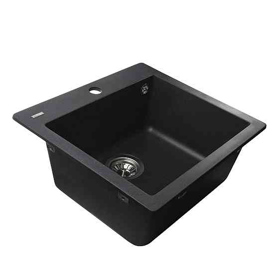 Гранітна мийка Globus Lux AOSTA чорний металік 490x455мм-А0001 Київ