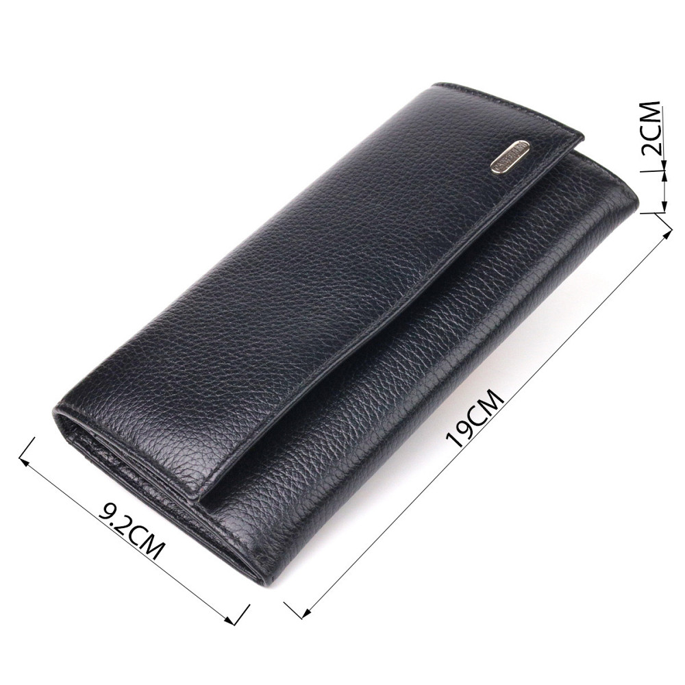 Женский вместительный кошелек из натуральной зернистой кожи CANPELLINI 21625 Черный Киев - изображение 3