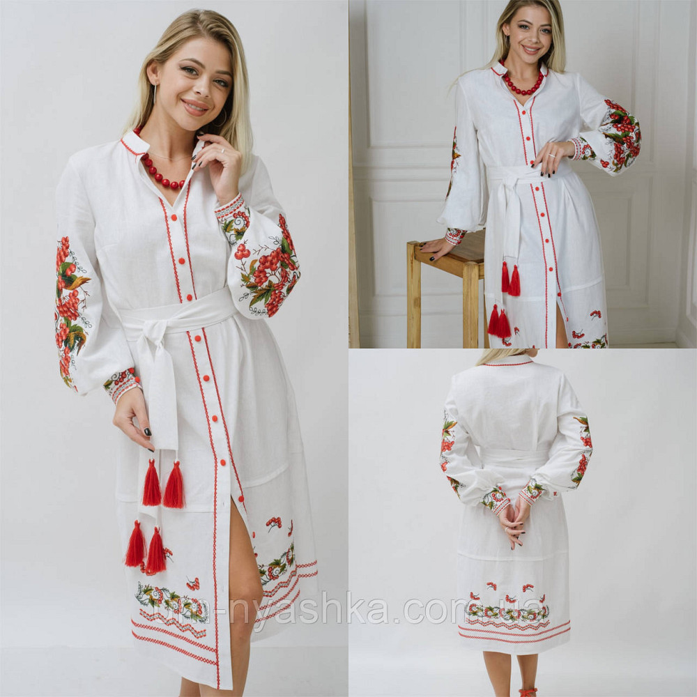 Жіноча вишита сукня на льоні Калина Кривий Ріг - фото 4