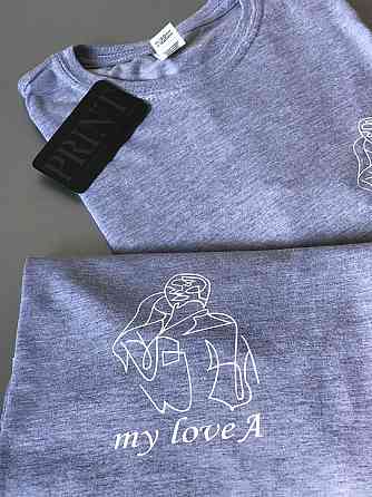 Парні футболки для хлопця та дівчини з АРТ принтом та ініціалами Чернівці