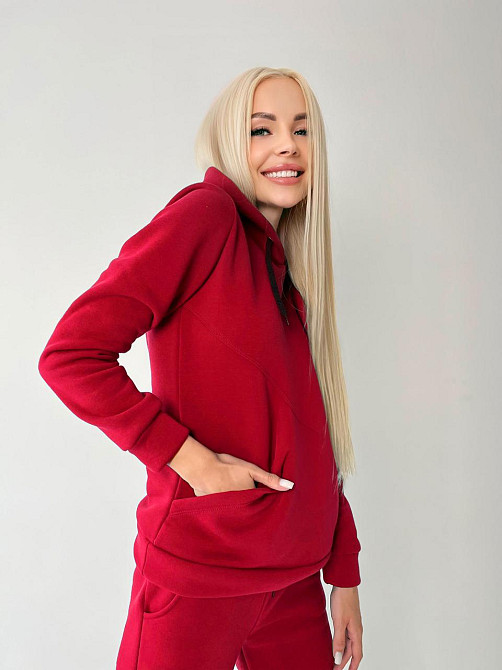 Жіночий спортивний костюм на флісі "Impuls" оптом | Норма | Розпродаж моделі Червоний, 46-48 Київ - фото 1