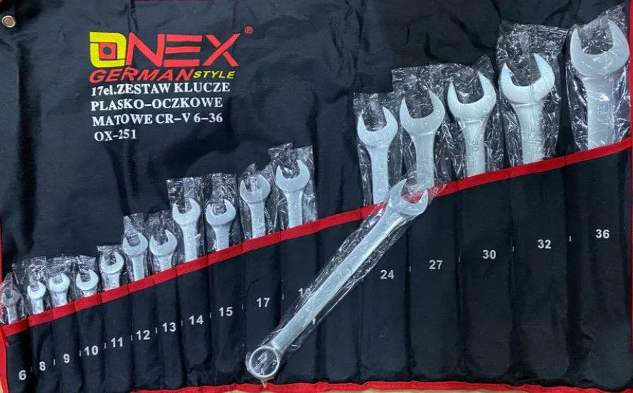 OX-251 Набір ріжкових ключів 17 шт 6-36 мм із гумовою ручкою, стійкі до навантажень, хромованадієва сталь Одеса - фото 7