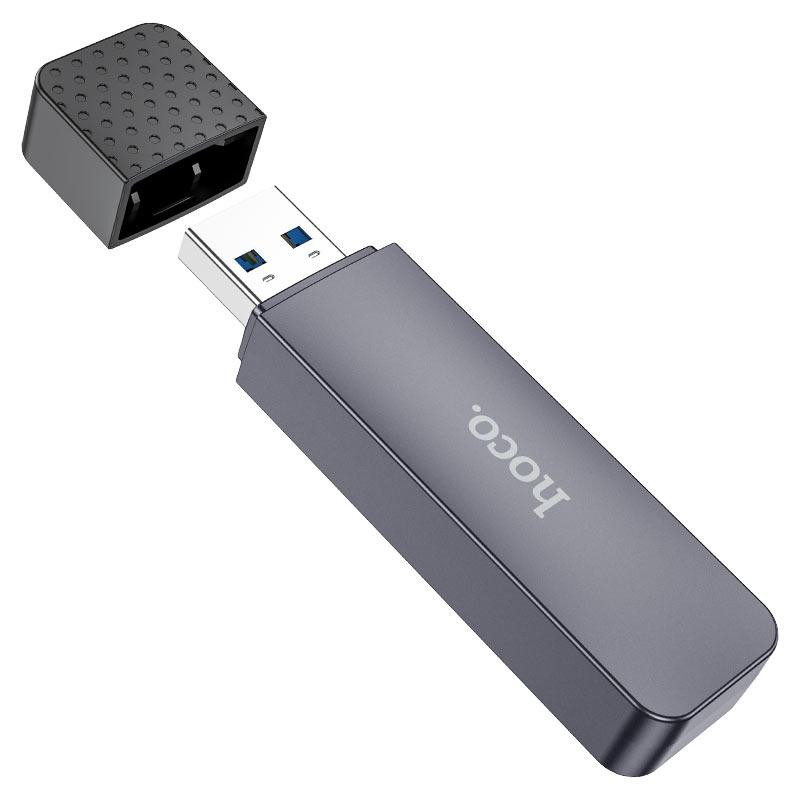 Картрідер HOCO HB45 Spirit 2-в-1 USB 3.0 Металевий Сірий Київ - фото 1