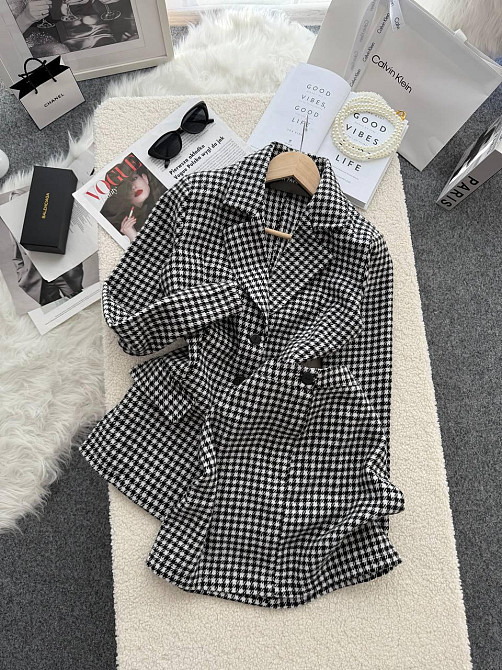 Жіночий стильний принтований костюм двійка: піджак і спідниця кашемір лапка Одеса - фото 8