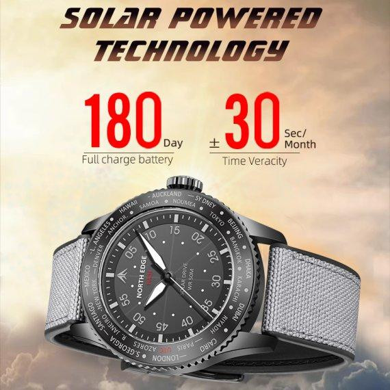 Чоловічий водостійкий тактичний годинник North Edge Mach New (Чорний) Вінниця - фото 10