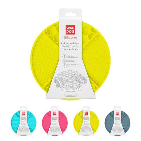 Килимок для злизування і повільного харчування WAUDOG Silicone, 211х211х30 мм, жовтий Коломыя