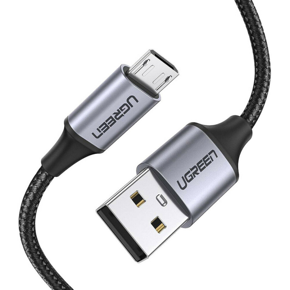 Кабель UGREEN US290 USB 2.0 A to Micro USB Cable Nickel Plating Aluminum Braid 2m (Black) (UGR-60148) Київ - фото 1
