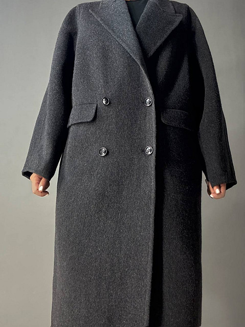 Пальто женское Lady Yep 85098 длинное оверсайз шерстяное двухбортное темно серое, темно-серый, S Киев - изображение 16