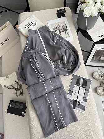 Женский стильный трендовый костюм двойка купра Серый, 44/46 Одесса
