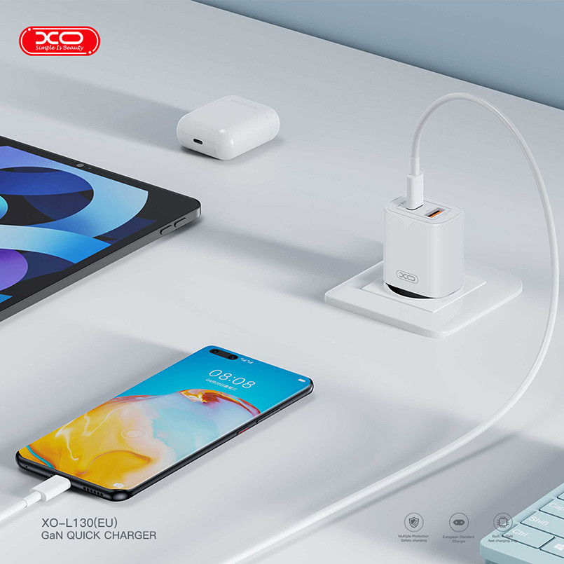 Мережевий зарядний пристрій XO L130 PD30W/QC18W 1USB-C+1USB-A білий Львів - фото 6