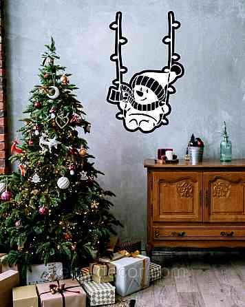 Декоративное настенное Панно «Снеговик», Декор на стену 90*57 см, Белый Киев