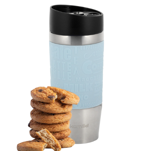 Термочашка 280мл з TPR вставкою нержавіюча сталь (ментол.,блакитний,ліловий,сірий) Kamille 2152 Житомир - изображение 3