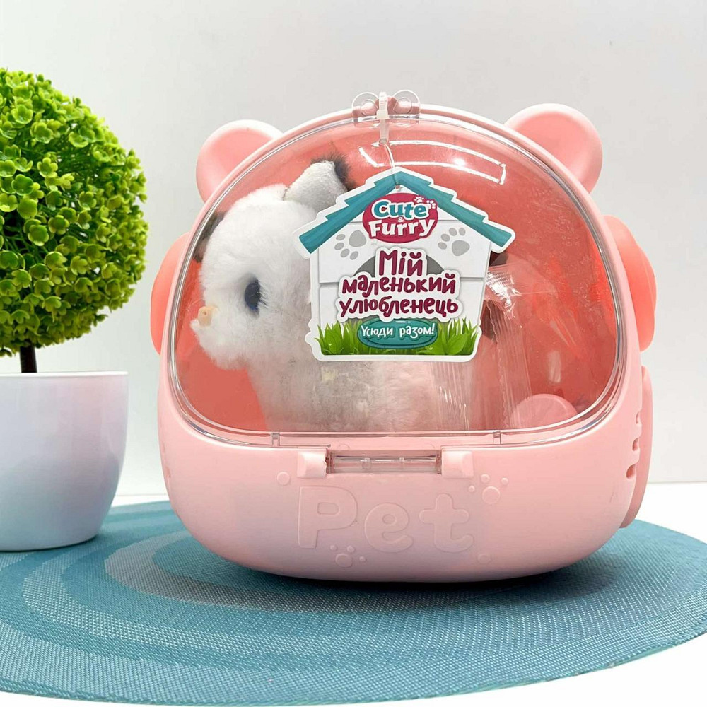 Кошеня інтерактивне ходить ворушить хвостиком у переносці Білий з коричневим (688-123A) Чернігів - фото 5