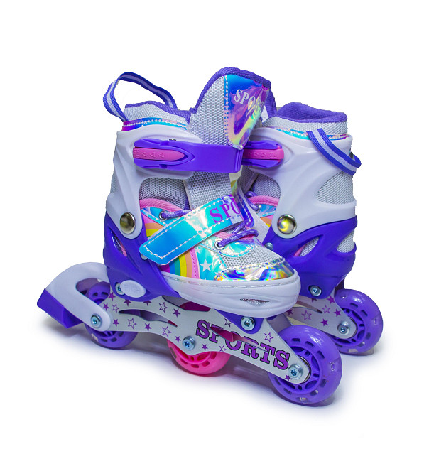 Детские раздвижные ролики Rainbow Scale Sports фиолетовые, размер 26-29. Все колеса светятся Одесса - изображение 2