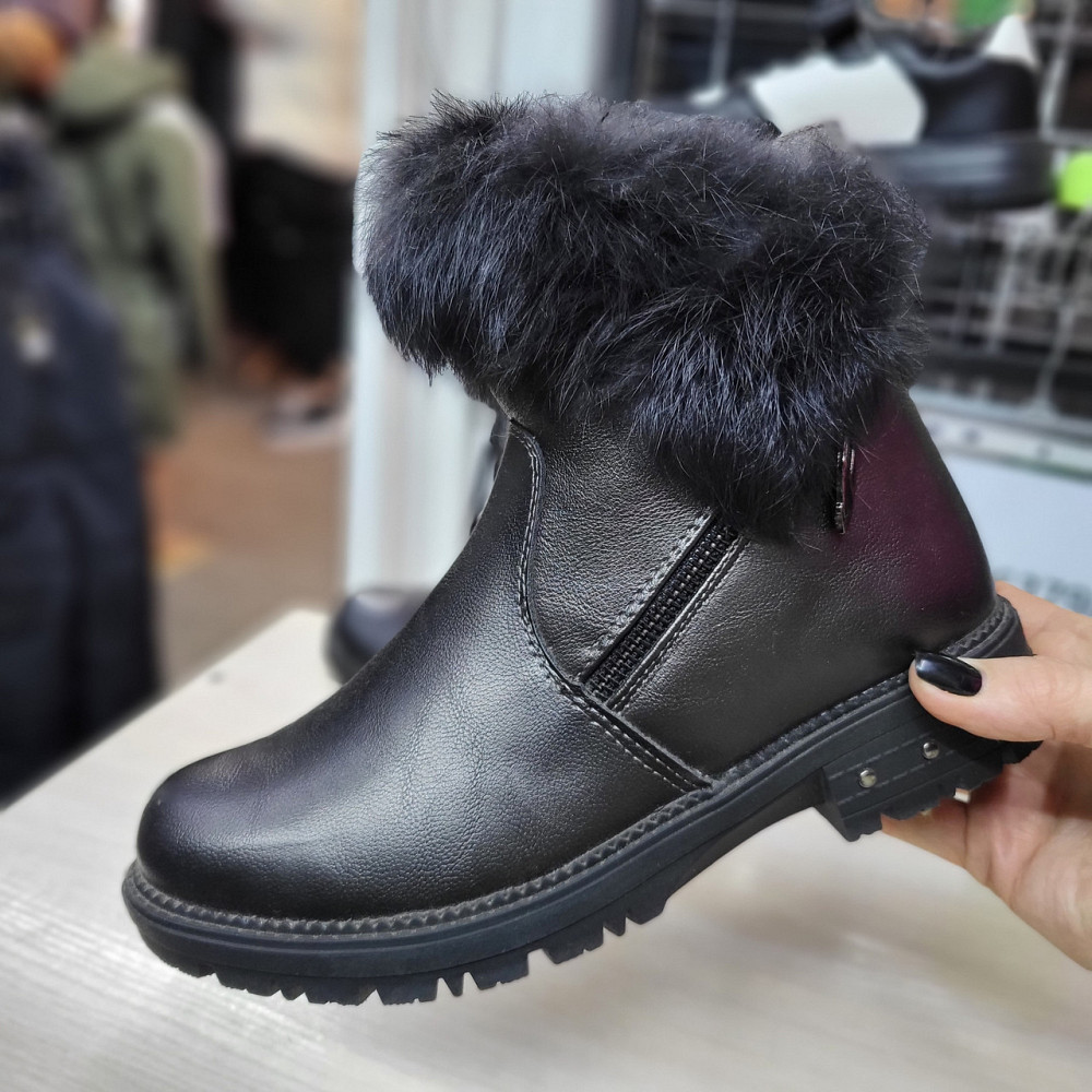 Детские зимние ботинки черные для девочек  33,38 Николаев - изображение 1