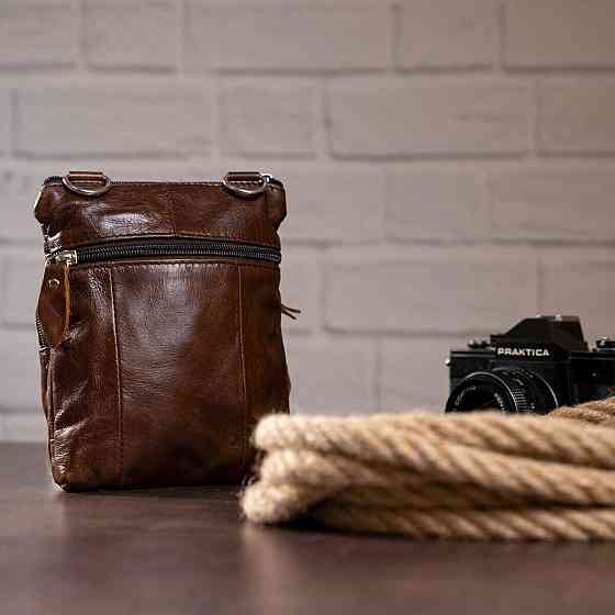 Сумка чоловіча Vintage шкіряна 14608 Коричнева Київ