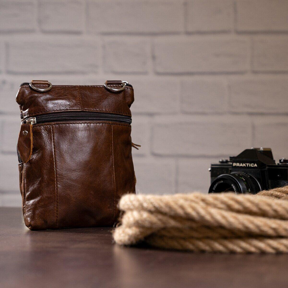 Сумка чоловіча Vintage шкіряна 14608 Коричнева Київ - фото 4