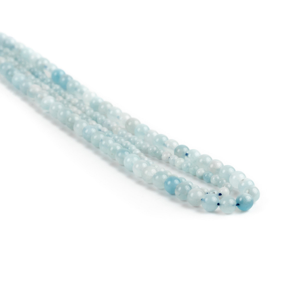 Аквамарин натуральный камень для браслетов и подвесок бусины для рукоделия на нитке 39-41 см диаметр 6 мм Каменец-Подольский - изображение 3