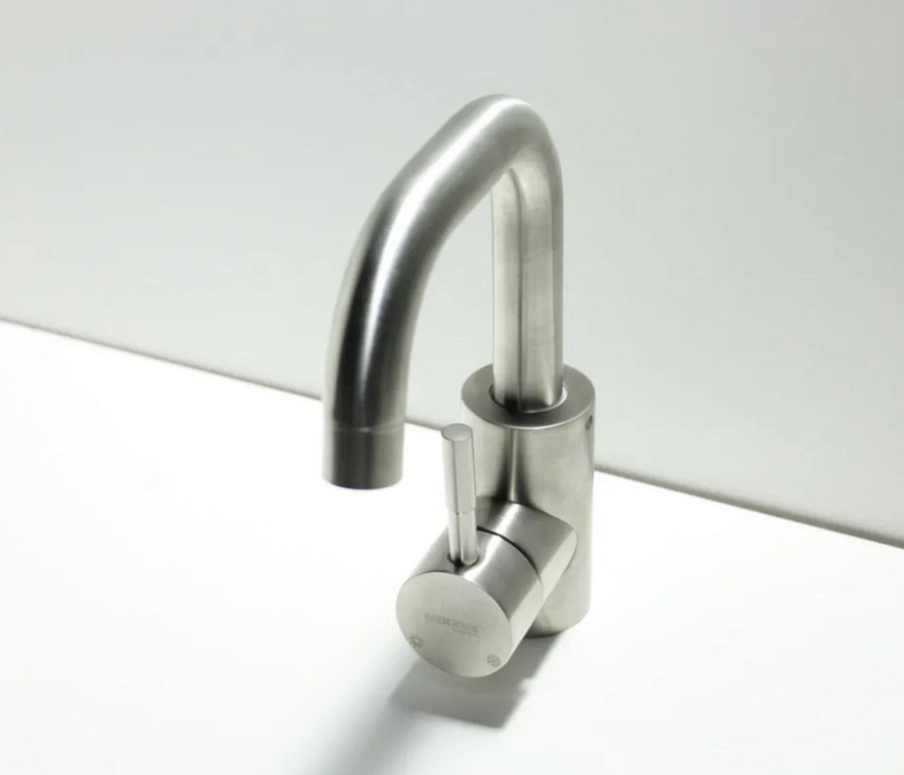 Змішувач для умивальника SUS304 Zerix SUS-001G з нержавіючої сталі поворотний вилив Чернівці - фото 5