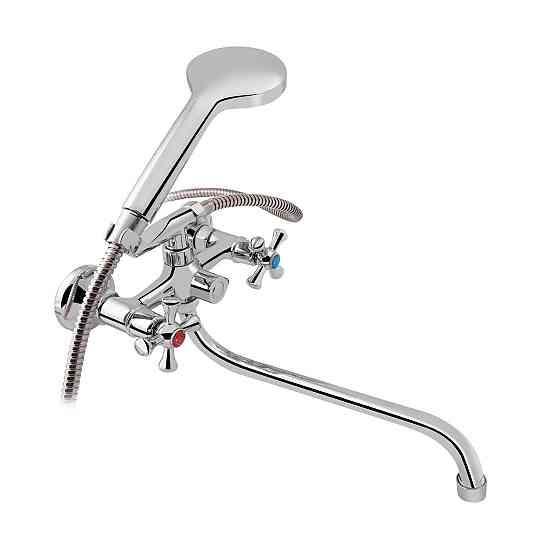 Смеситель для ванны Lidz Lamb 1401 с поворотным изливом двухвентильный (c душевым гарнитуром) LDLAM1401CRM22017 Chrome Киев