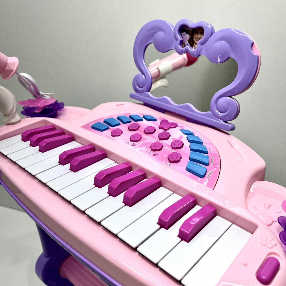 Піаніно синтезатор музичний зі стільчиком 25 клавіш з MP3 мікрофоном та регулятором гучності Рожевий (J92-01) Чернігів - фото 3