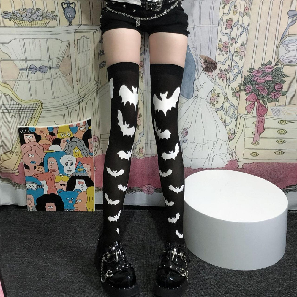 Панчохи для Хелловін Кажани one size чорно-білий Київ - фото 3