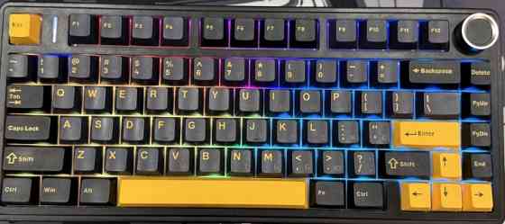 Aula F75 с гравировкой! черно желтая механическая клавиатура RGB игровая. Харьков