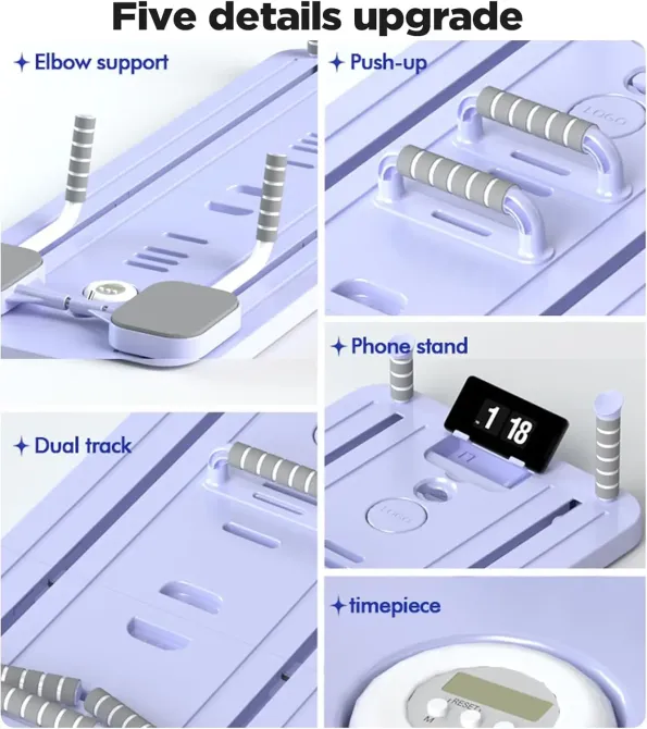 Тренажер для пилатеса Реформер MM3000 Для пресса/ног/приседания, с резинками Фиолетовый Коломыя - изображение 4