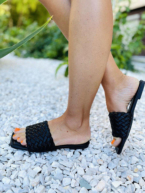 Seastar Модні шльопанці жіночі зі штучної шкіри чорні на низькому ходу SEASTAR T375P р. 36-41 Коломия - фото 4