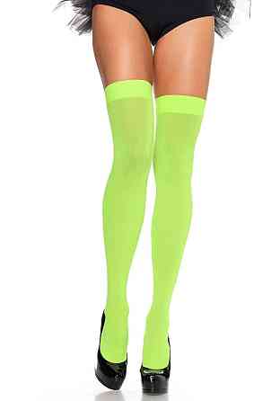 Щільні неонові панчохи Leg Avenue Nylon Thigh Highs Neon Green, one size Sex Aura Київ