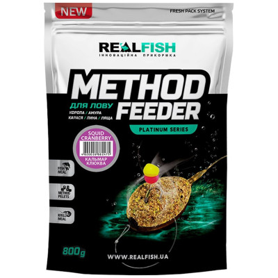 Прикормка Real Fish Method Feeder Кальмар-Журавлина 0.8kg (809.00.12) Винница - изображение 1