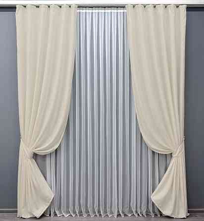 Комплект готових штор VR-Textil Жакард Sultan № 870ш Кремовий 100х270 см 2 шт (31-282) Київ