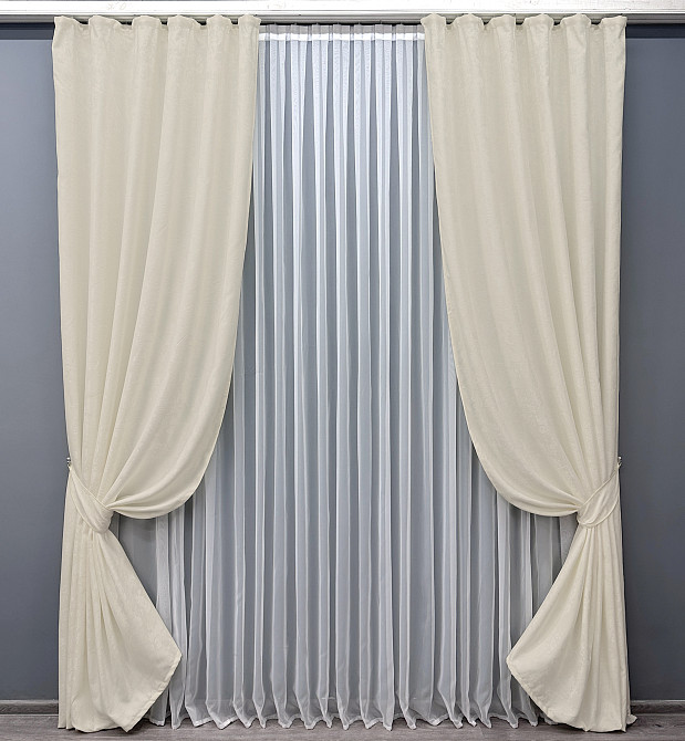 Комплект готових штор VR-Textil Жакард Sultan № 870ш Кремовий 100х270 см 2 шт (31-282) Київ - фото 2