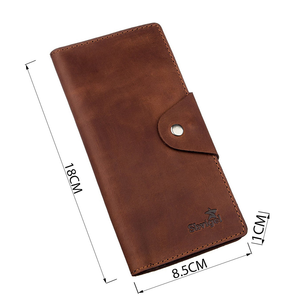 Гаманець чоловічий вертикальний з вінтажної шкіри на кнопках SHVIGEL 16181 Коричневий Київ - фото 5