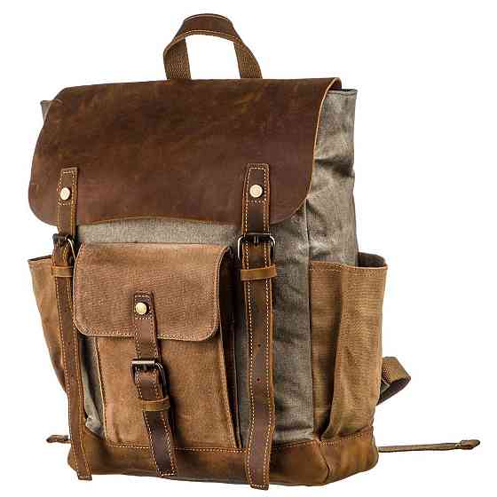 Удобный рюкзак с карманами canvas Vintage 20111 Серый Киев