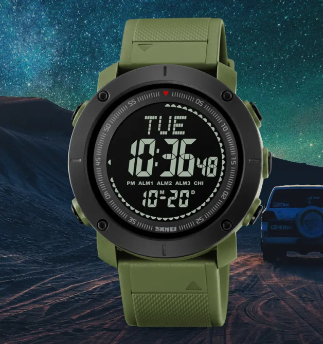 Чоловічий спортивний годинник з компасом Skmei 2095 (Зелений) Київ - фото 6