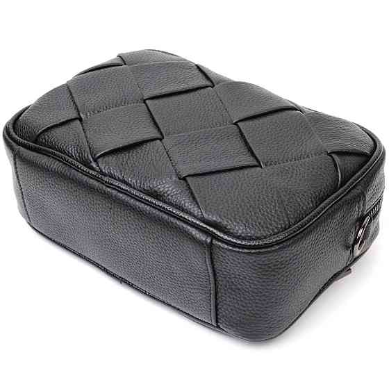 Жіноча сумка з палітуркою з натуральної шкіри Vintage 22406 Чорна Київ