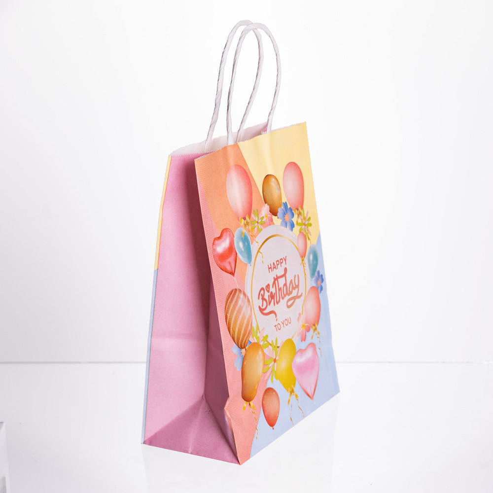 Набор подарочных пакетов из бумаги 12 (шт) Happy Birthday картонные красивые пакеты для подарков 15×8×21 (см) HP-10359-23YPBL Киев - изображение 2