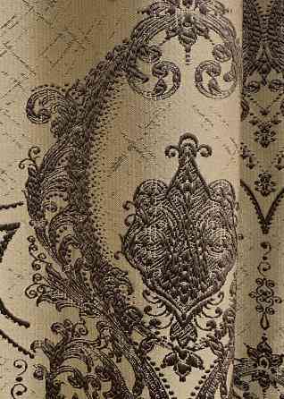 Шторная ткань парча цвет бежевый с венге 1775ш Киев
