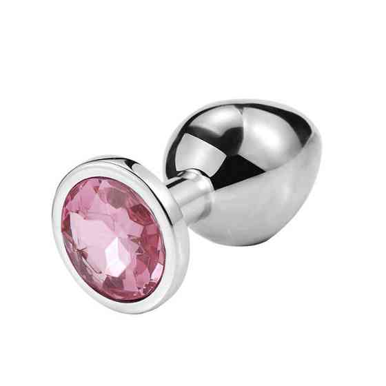 Стальная анальная пробка с кристаллом - 4*9 см – Анальные игрушки Винница