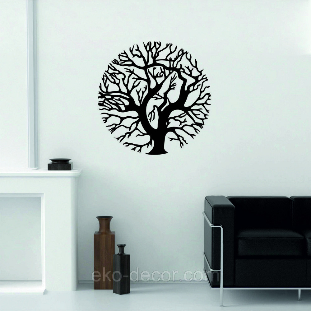 Декоративное настенное 3D Панно «Дерево в кругу» Декор на стену с объемом 70*70 см, Черный Киев - изображение 4
