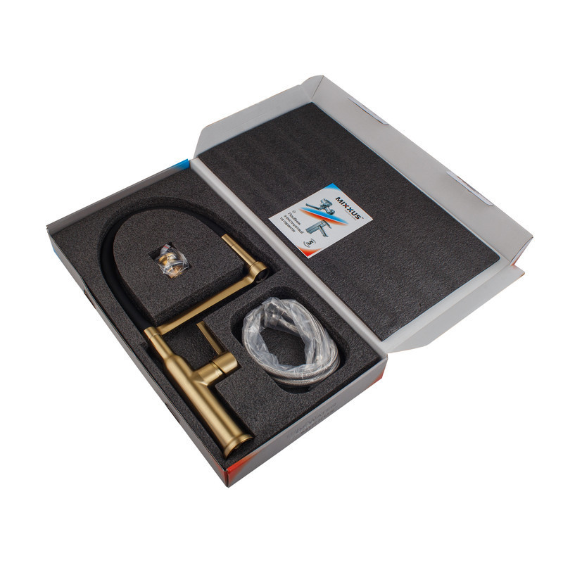 Змішувач для кухні MIXXUS PREMIUM PULL 017 BRUSHED GOLD REFL.BLACK (MI8280) ( 17689 ) Харків - фото 3