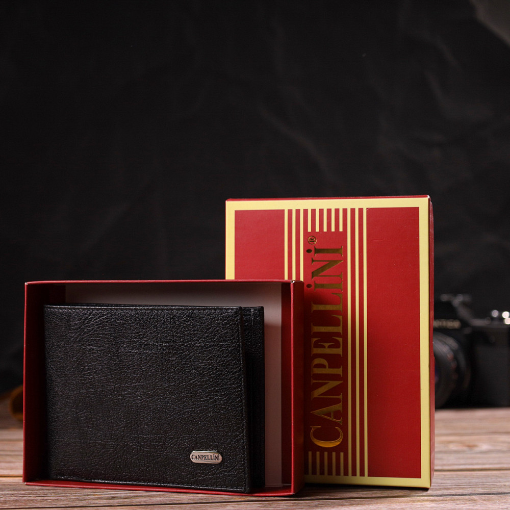 Бумажник для мужчин без застежки из натуральной кожи CANPELLINI 21764 Черный Киев - изображение 10