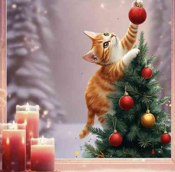 Новорічна наліпка на скло двостороння 