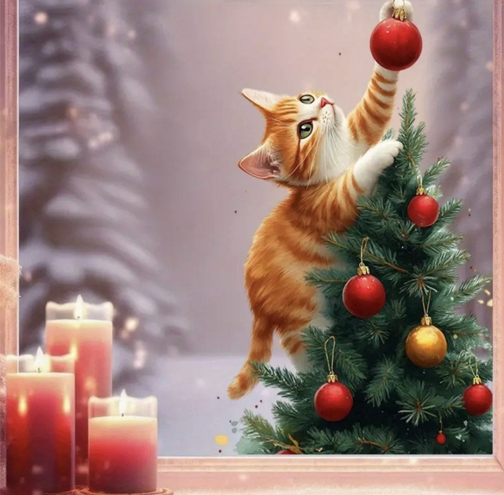 Новорічна наліпка на скло двостороння 