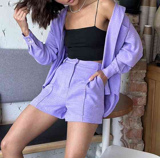 Костюм жіночий літній льон Лавандовий XL-2XL Харків