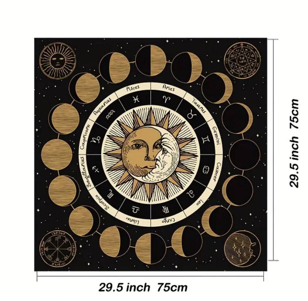 Алтарная скатерть для карт Таро и Рун. Скатерть для гадания 75*75 см. 